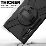 For Samsung Galaxy Tab S8 Ultra X900 / X906 / S9 Ultra X910 Hand Strap Tablet Case Hard PC + Soft TPU Shockproof Cover