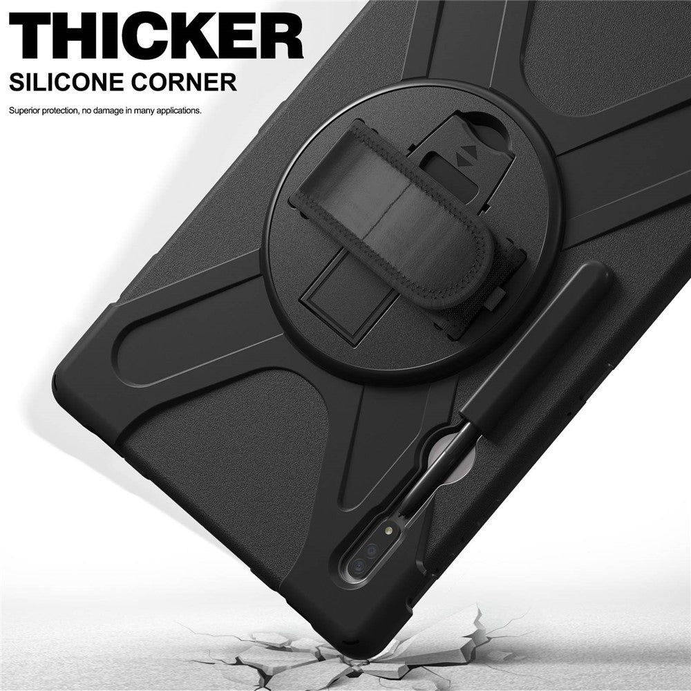 For Samsung Galaxy Tab S8 Ultra X900 / X906 / S9 Ultra X910 Hand Strap Tablet Case Hard PC + Soft TPU Shockproof Cover