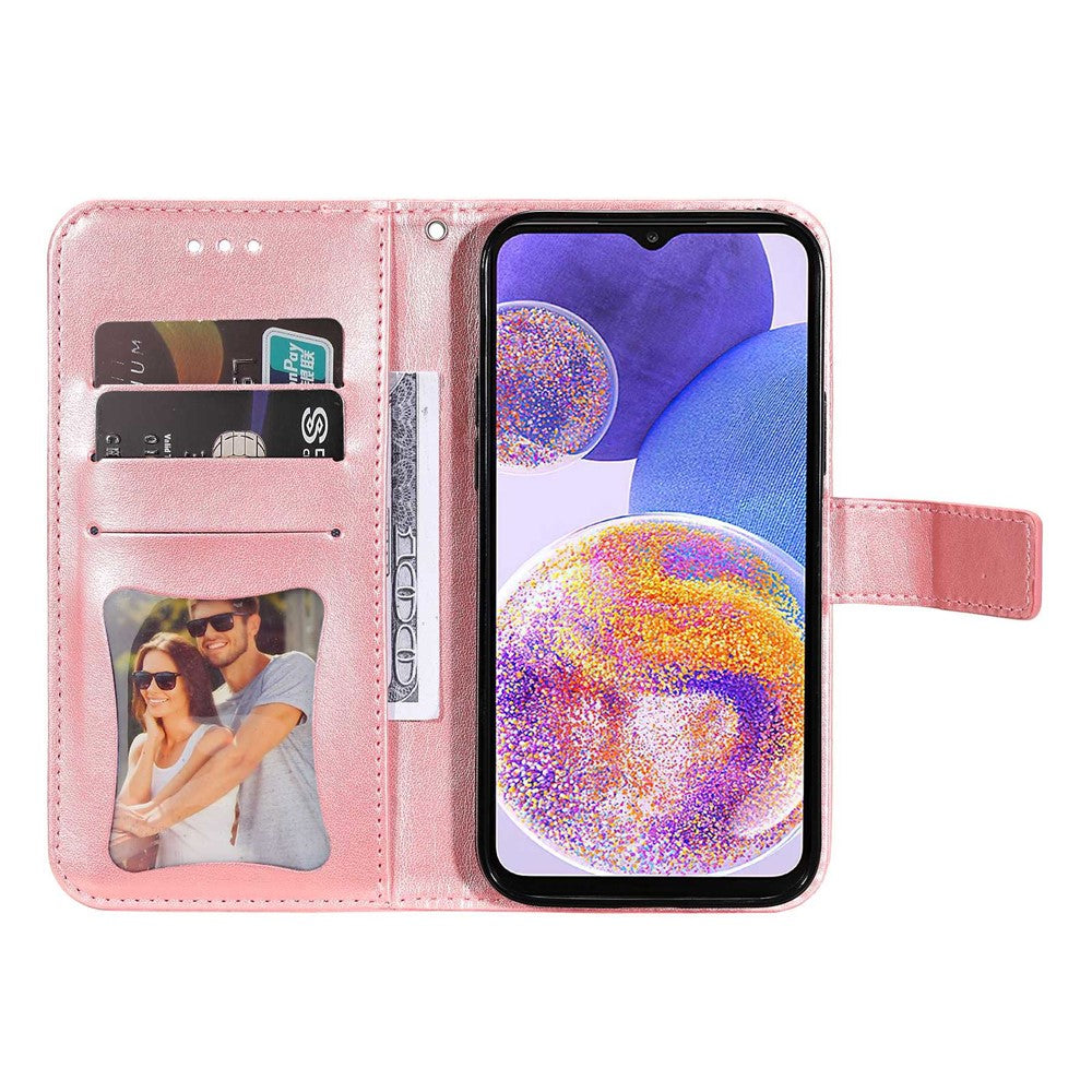 Samsung Galaxy A23 5G (Global version) / 4G / M23 5G / F23 5G Reptåligt plånboksfodral med blommönster Läderfodral med dubbelsidigt magnetlås mobilskal