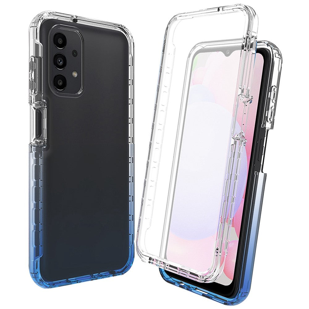 3-i-1 PC+TPU Hybrid Telefoncover til Samsung Galaxy A13 4G, Gradient Komplet Dækkende Anti-ridse Mobiltelefoncover med PET Skærmbeskytter