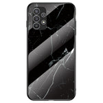 Til Samsung Galaxy A23 5G (global version) / 4G Glat touch marmormønster hærdet glas + PC + TPU anti-fingeraftryk telefoncover