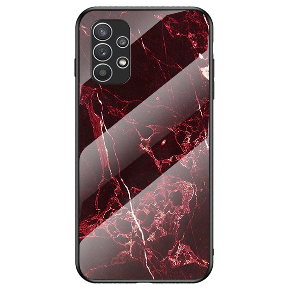 Til Samsung Galaxy A23 5G (global version) / 4G Glat touch marmormønster hærdet glas + PC + TPU anti-fingeraftryk telefoncover