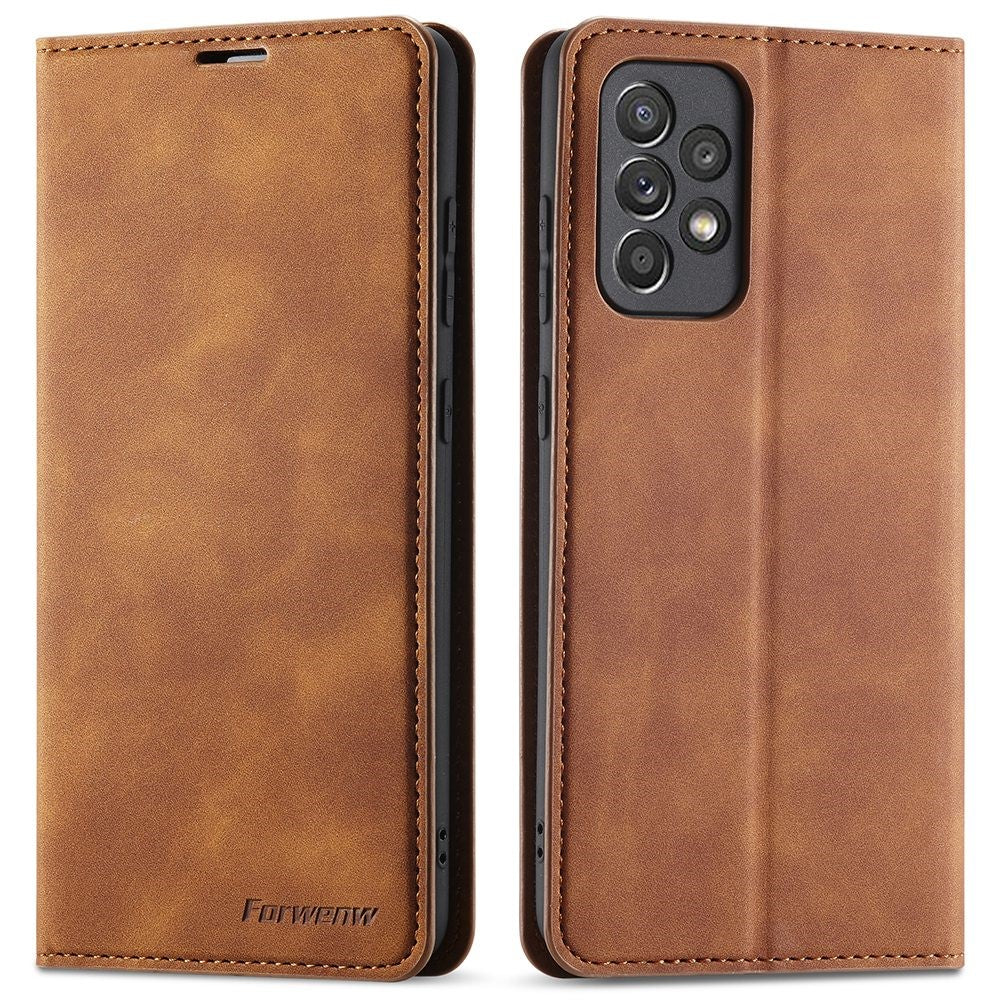 FORWENW for Samsung Galaxy A33 5G Fantasy Series Skin-touch Shockproof Anti-scratch PU Leather Stand Wallet Style Phone Case