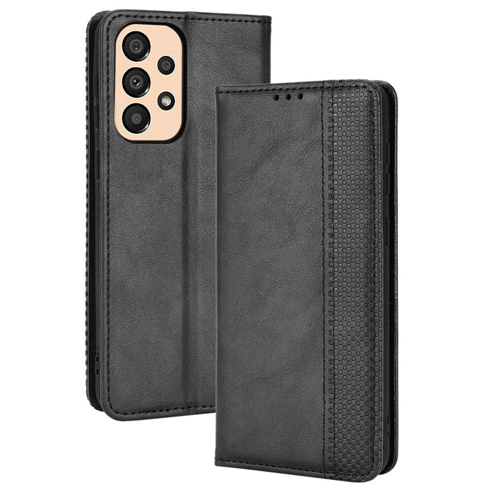 Samsung Galaxy A23 5G (Global version) / 4G / M23 5G / F23 5G Retro textur PU-läder plånboksfodral mosaiktryckt magnetiskt mobilskal med automatisk stängning