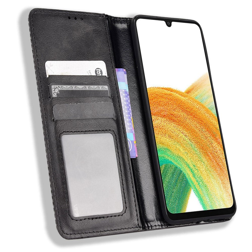 Samsung Galaxy A23 5G (global version) / 4G / M23 5G / F23 5G-pungcover i PU-læder med retrostruktur, mosaiktryk, magnetisk lukning og automatisk lukning