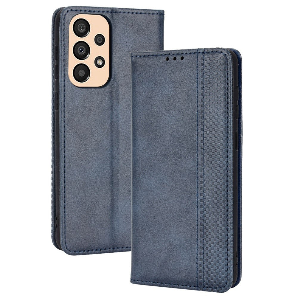 Samsung Galaxy A23 5G (global version) / 4G / M23 5G / F23 5G-pungcover i PU-læder med retrostruktur, mosaiktryk, magnetisk lukning og automatisk lukning