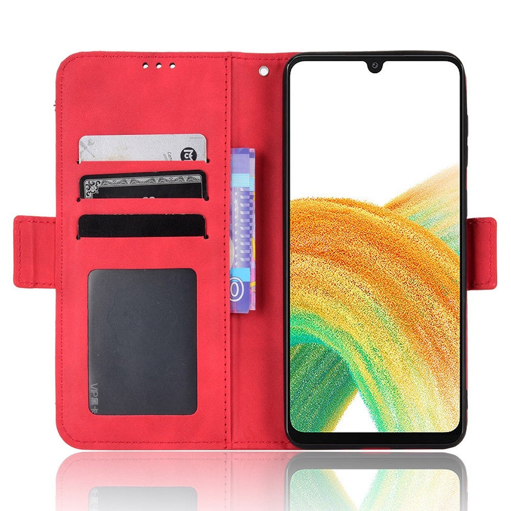 For Samsung Galaxy A33 5G Multiple Card Slots Phone Cover PU Leather Wallet Stand Folio Flip Case