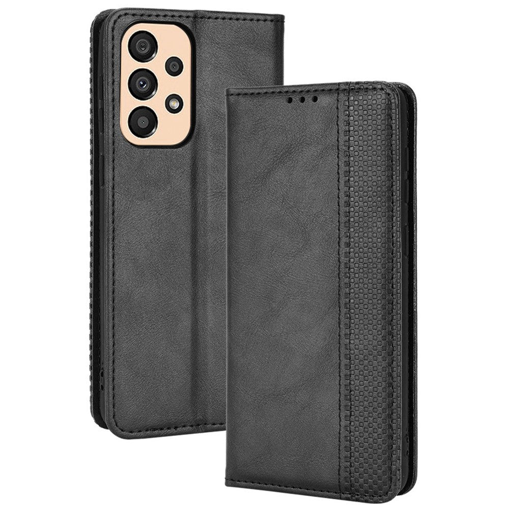 Til Samsung Galaxy A33 5G Retro PU Læder Pung Telefoncover Mosaik Præget Magnetlukning Justerbar Stander Etui