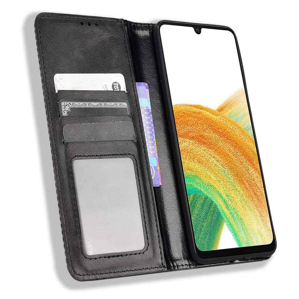 Samsung Galaxy A33 5G Retro PU-läder plånboksfodral med mosaiktryck, magnetstängning, justerbart stativ