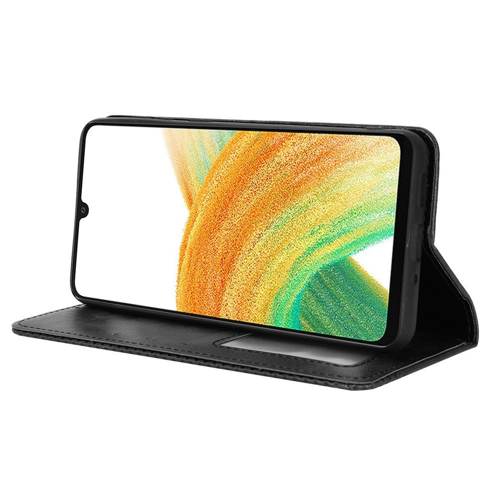 Til Samsung Galaxy A33 5G Retro PU Læder Pung Telefoncover Mosaik Præget Magnetlukning Justerbar Stander Etui