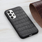 For Samsung Galaxy A73 5G Crocodile Texture Genuine Leather Coating Cover Hybrid PC + TPU Inner Phone Case