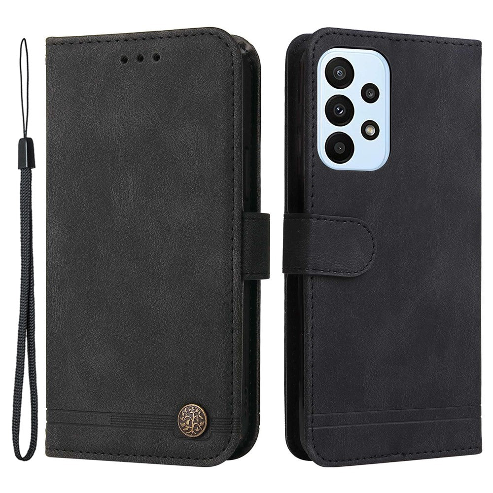 Samsung Galaxy A23 5G (Global version) / 4G / M23 5G / F23 5G-læderpung, Skin Touch-mobilcover, stativ med rem