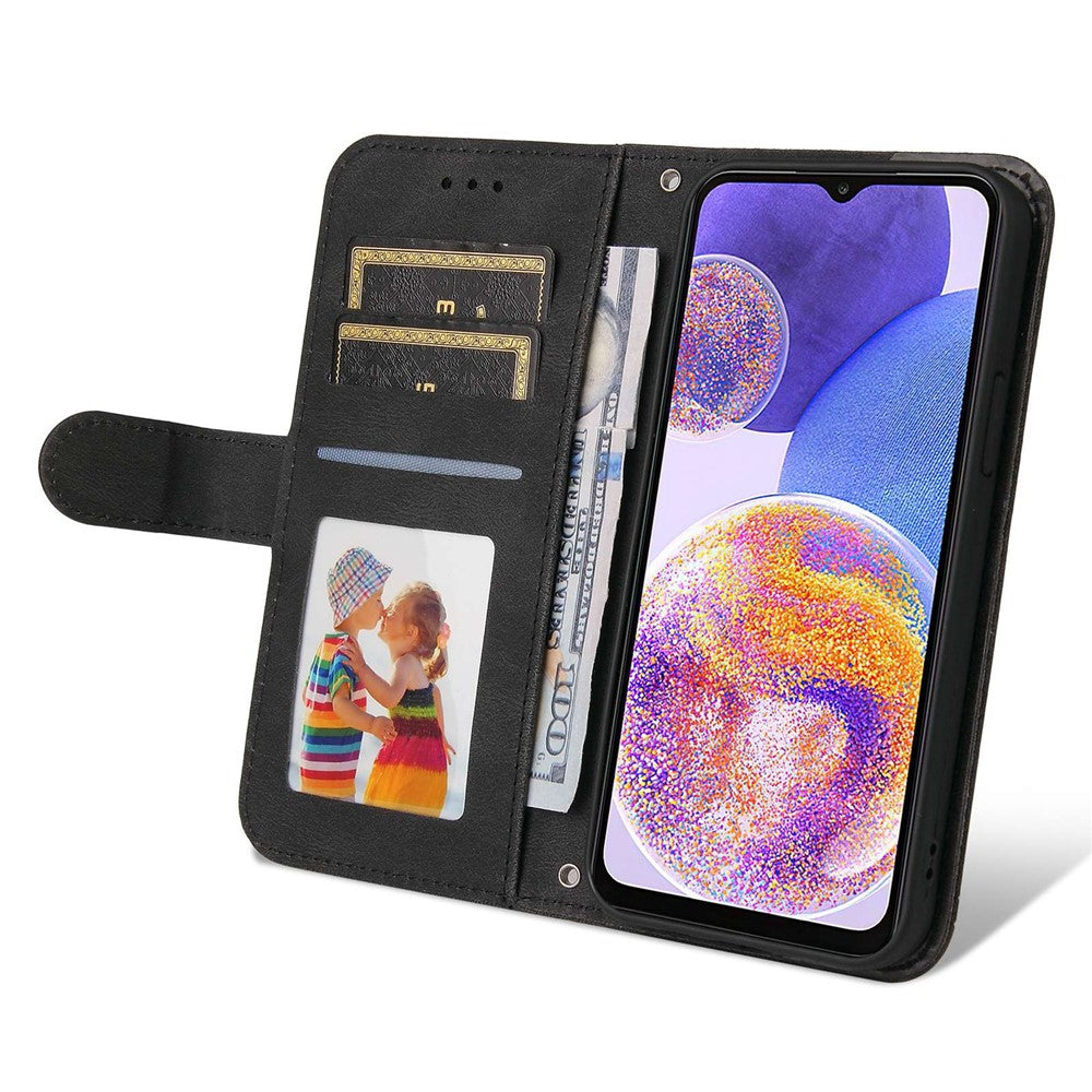 Samsung Galaxy A23 5G (Global version) / 4G / M23 5G / F23 5G-læderpung, Skin Touch-mobilcover, stativ med rem