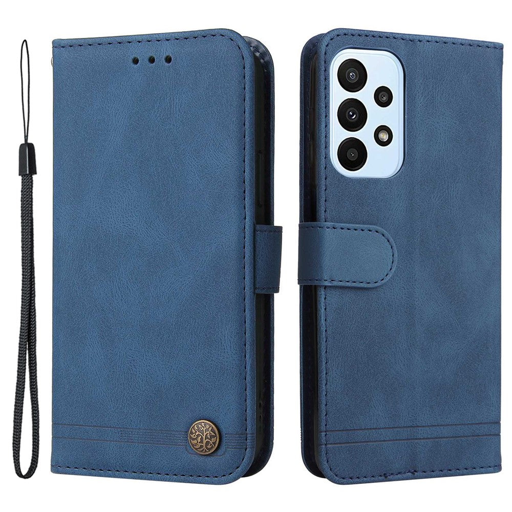 Samsung Galaxy A23 5G (Global version) / 4G / M23 5G / F23 5G-læderpung, Skin Touch-mobilcover, stativ med rem
