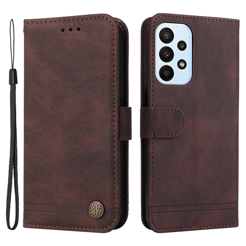 Samsung Galaxy A23 5G (Global version) / 4G / M23 5G / F23 5G-læderpung, Skin Touch-mobilcover, stativ med rem