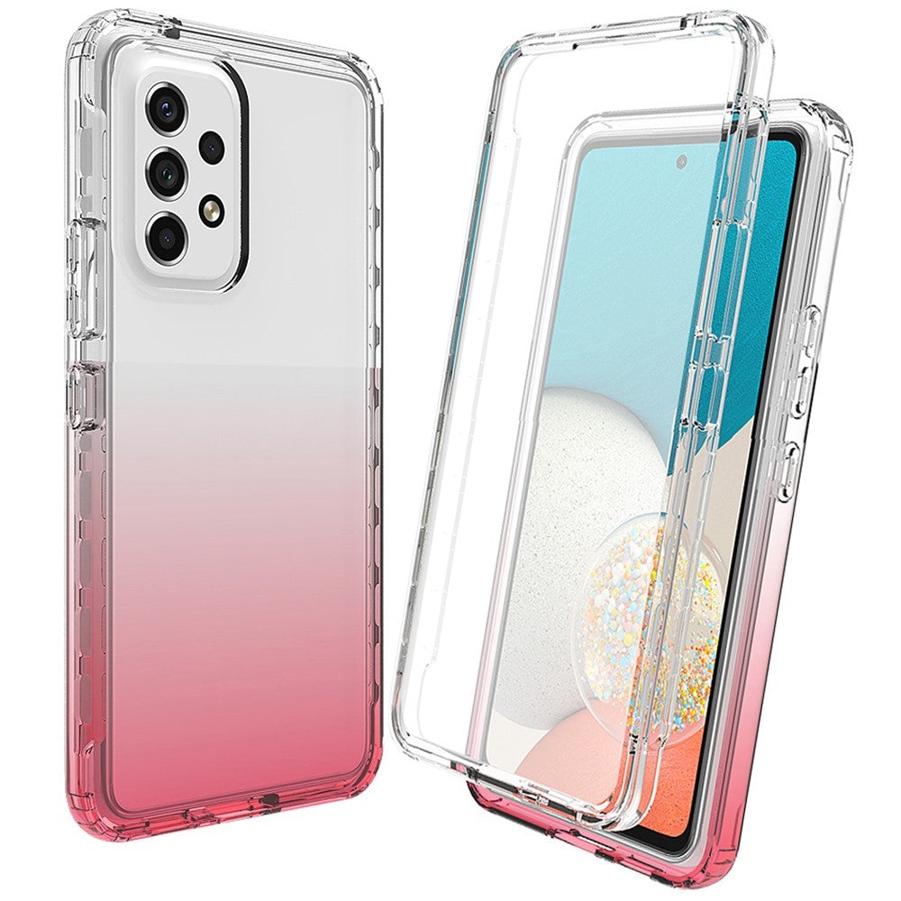 3-in-1 PC+TPU Hybrid Case for Samsung Galaxy A53 5G, Gradient Well-protected Shockproof Mobile Phone Cover with PET Screen Protector