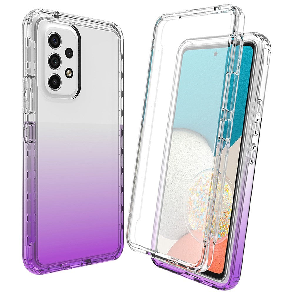 3-in-1 PC+TPU Hybrid Case for Samsung Galaxy A53 5G, Gradient Well-protected Shockproof Mobile Phone Cover with PET Screen Protector