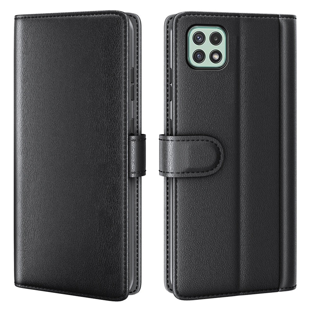 Til Samsung Galaxy A22 5G (EU-version) Splitlæder Ægte Læder Fuld Beskyttelse Pung Stand Telefoncover