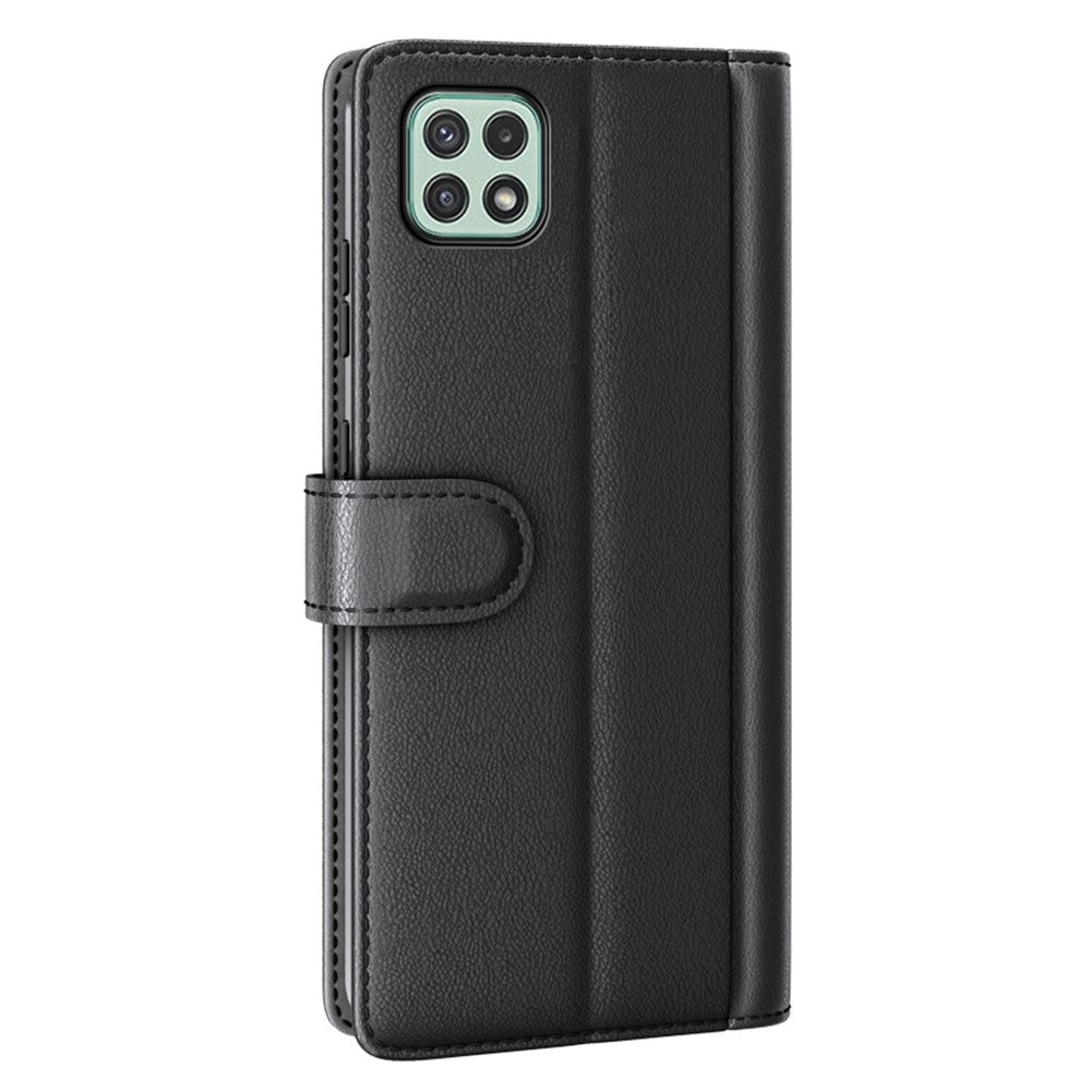 Til Samsung Galaxy A22 5G (EU-version) Splitlæder Ægte Læder Fuld Beskyttelse Pung Stand Telefoncover