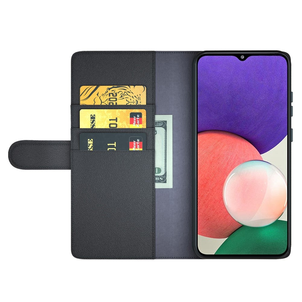 Til Samsung Galaxy A22 5G (EU-version) Splitlæder Ægte Læder Fuld Beskyttelse Pung Stand Telefoncover
