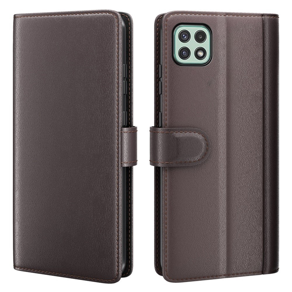 Til Samsung Galaxy A22 5G (EU-version) Splitlæder Ægte Læder Fuld Beskyttelse Pung Stand Telefoncover