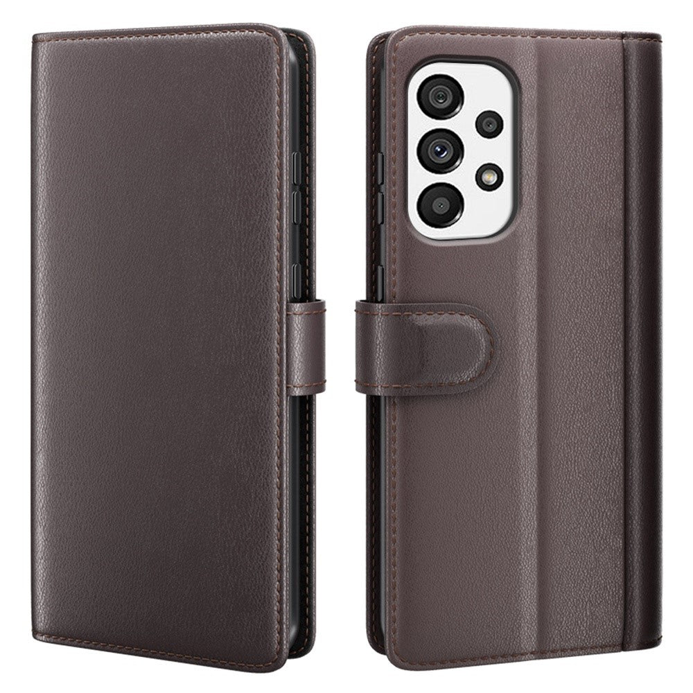 Samsung Galaxy A53 5G Plånboksfodral Delat Läder Äkta Läder Folio Flip Stativ Stötsäkert Fodral