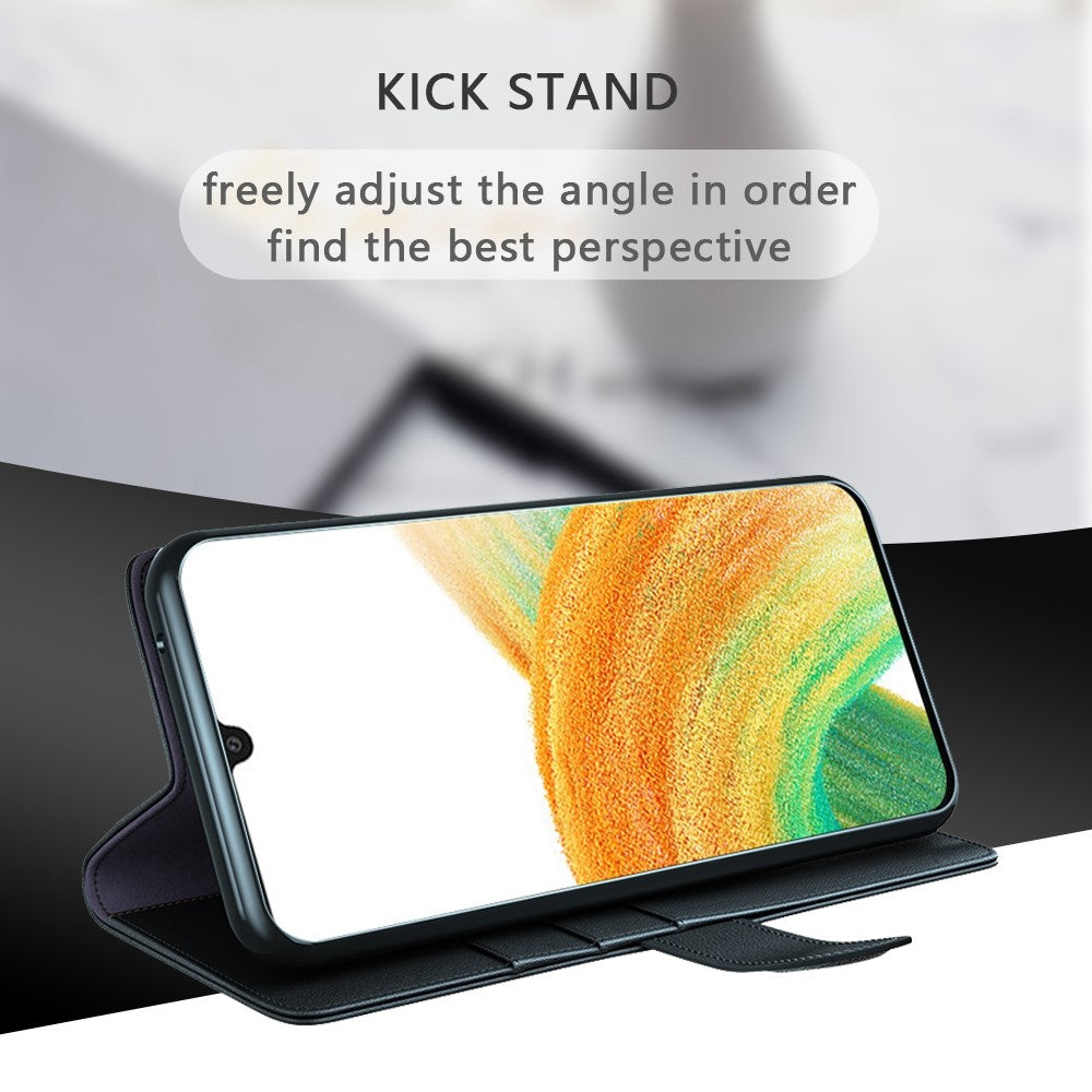 For Samsung Galaxy A33 5G Stand Wallet Phone Case Split Leather Genuine Leather Folio Flip Protective Cover