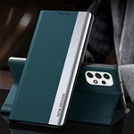 For Samsung Galaxy A23 5G (Global Version) / 4G Anti-fall Stand Design Electroplating PU Leather Protective Cover Phone Case