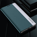 For Samsung Galaxy A23 5G (Global Version) / 4G Anti-fall Stand Design Electroplating PU Leather Protective Cover Phone Case