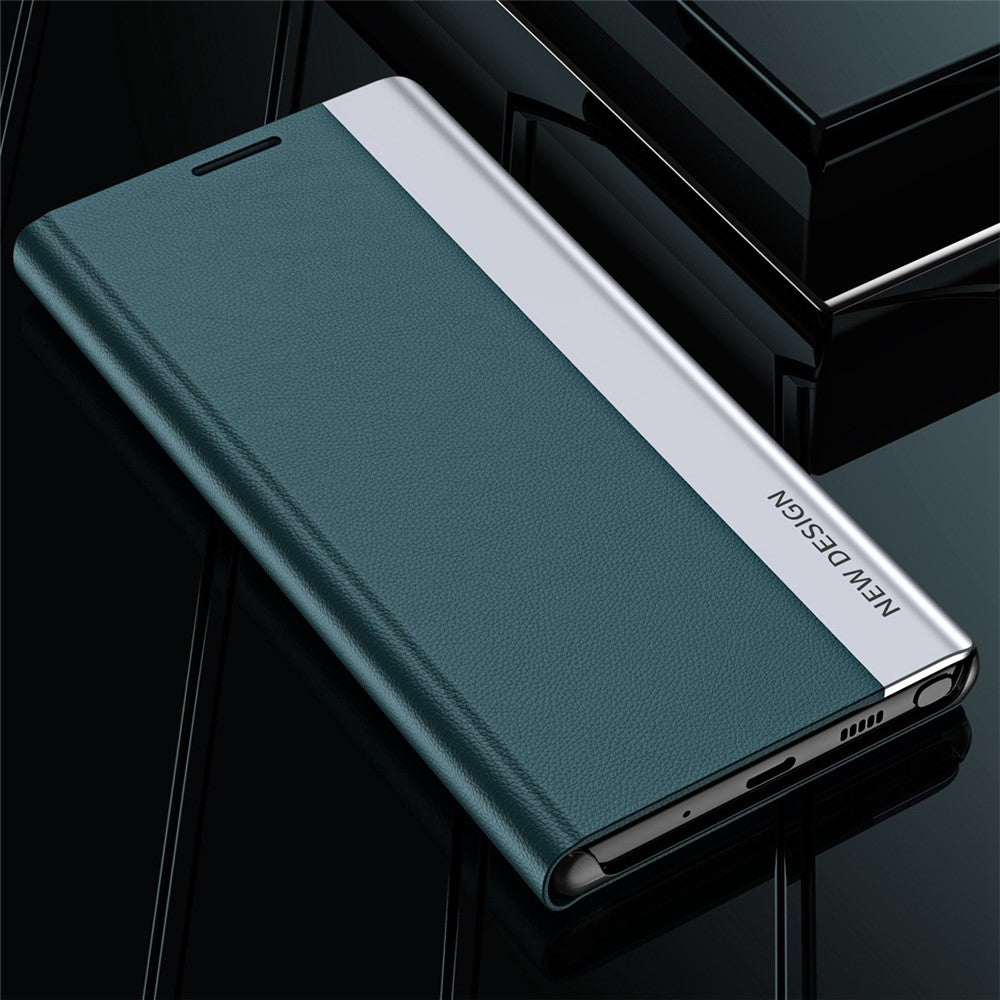 For Samsung Galaxy A23 5G (Global Version) / 4G Anti-fall Stand Design Electroplating PU Leather Protective Cover Phone Case