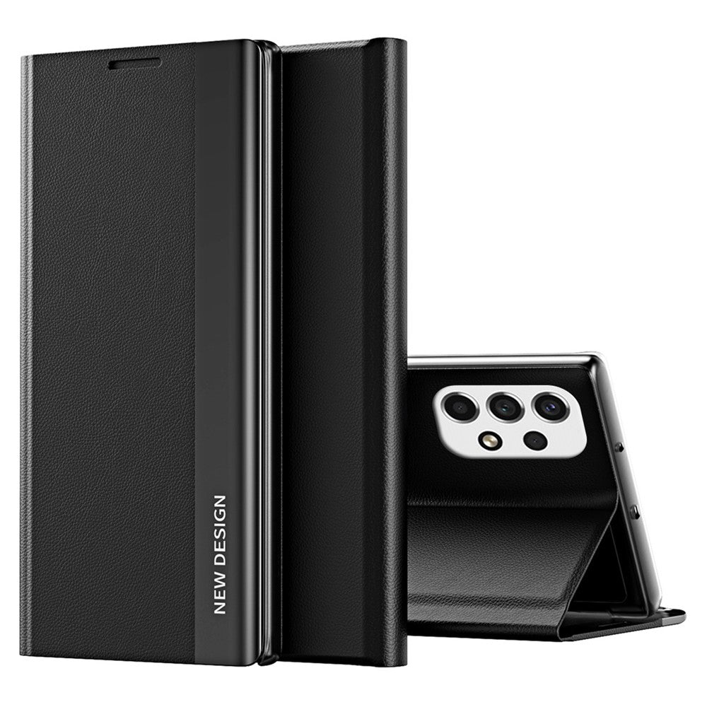 For Samsung Galaxy A23 5G (Global Version) / 4G Anti-fall Stand Design Electroplating PU Leather Protective Cover Phone Case