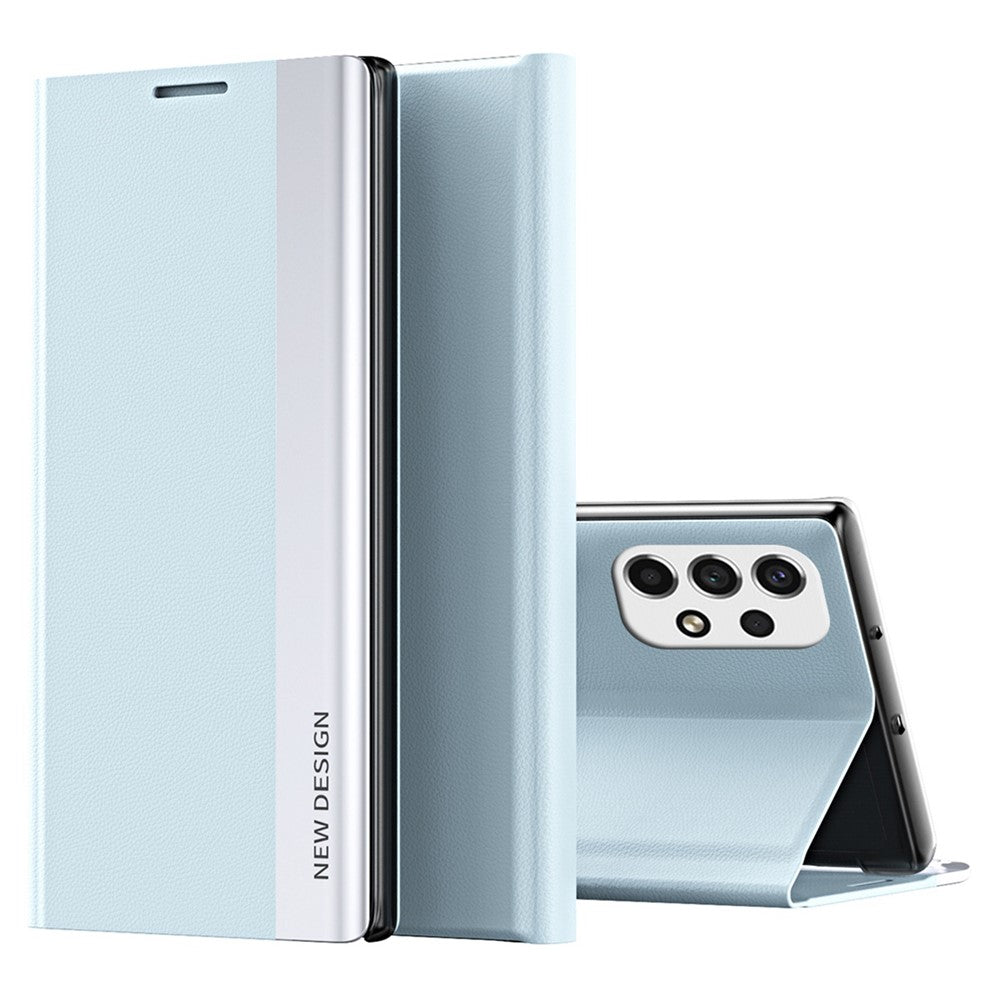 For Samsung Galaxy A23 5G (Global Version) / 4G Anti-fall Stand Design Electroplating PU Leather Protective Cover Phone Case