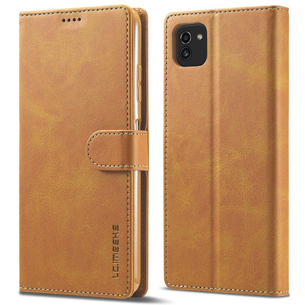 LC.IMEEKE til Samsung Galaxy A03 (164,2 mm) – ridsefast tekstureret PU-læder flip-cover med stander og pungfunktion – mobiltelefoncover