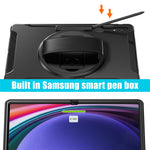 Til Samsung Galaxy Tab S8 Ultra X900 / X906 / S9 Ultra 360-graders drejeligt støtteben PC + TPU tablet cover med håndrem