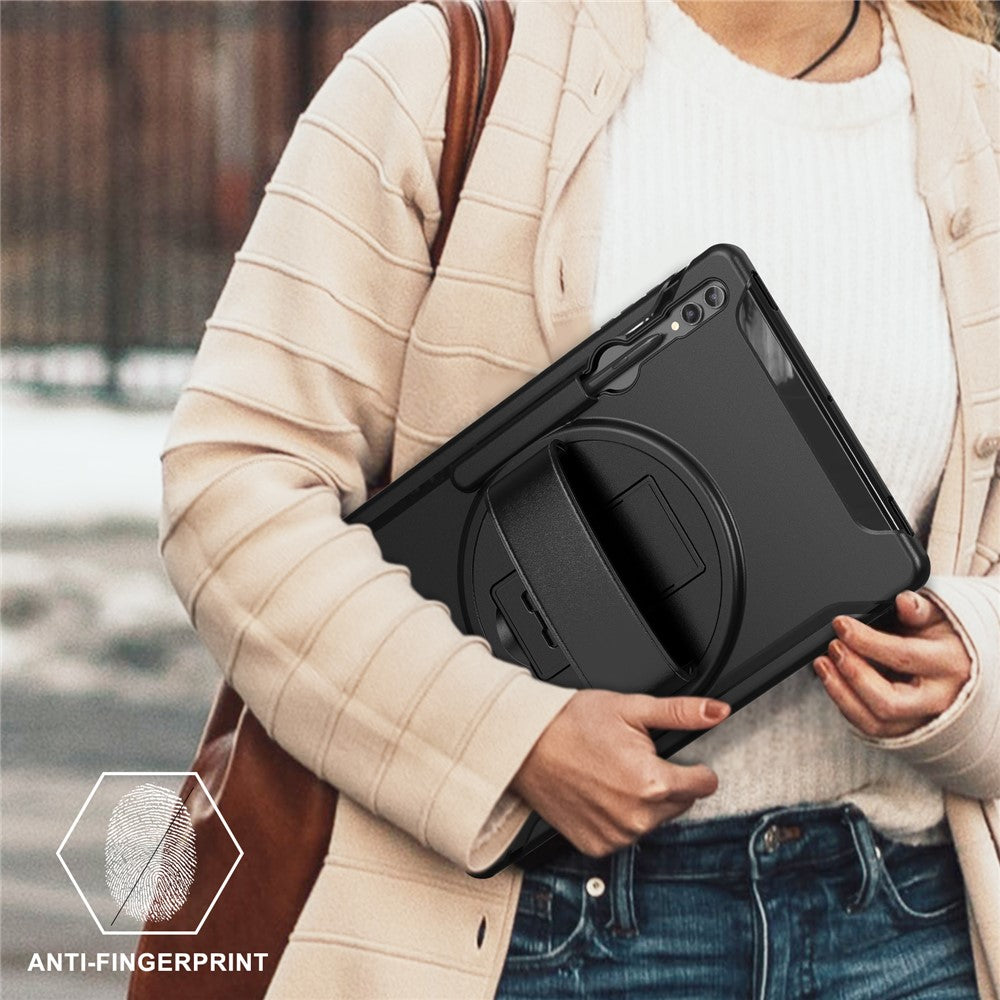 Til Samsung Galaxy Tab S8 Ultra X900 / X906 / S9 Ultra 360-graders drejeligt støtteben PC + TPU tablet cover med håndrem