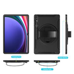 Til Samsung Galaxy Tab S8 Ultra X900 / X906 / S9 Ultra 360-graders drejeligt støtteben PC + TPU tablet cover med håndrem