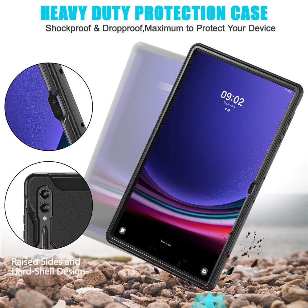 Til Samsung Galaxy Tab S8 Ultra X900 / X906 / S9 Ultra 360-graders drejeligt støtteben PC + TPU tablet cover med håndrem