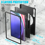 Til Samsung Galaxy Tab S8 Ultra X900 / X906 / S9 Ultra 360-graders drejeligt støtteben PC + TPU tablet cover med håndrem