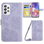 Samsung Galaxy A23 5G (Global Version) / 4G, PU-läderfodral med hudkänsla, mönster med fjärilar och blommor, stativ, plånboksfodral med axelrem