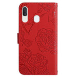 For Samsung Galaxy A20e Phone Shell Bag Skin-touch PU Leather Pattern Imprinting Pattern Design Stand Wallet Phone Cover with Shoulder Strap