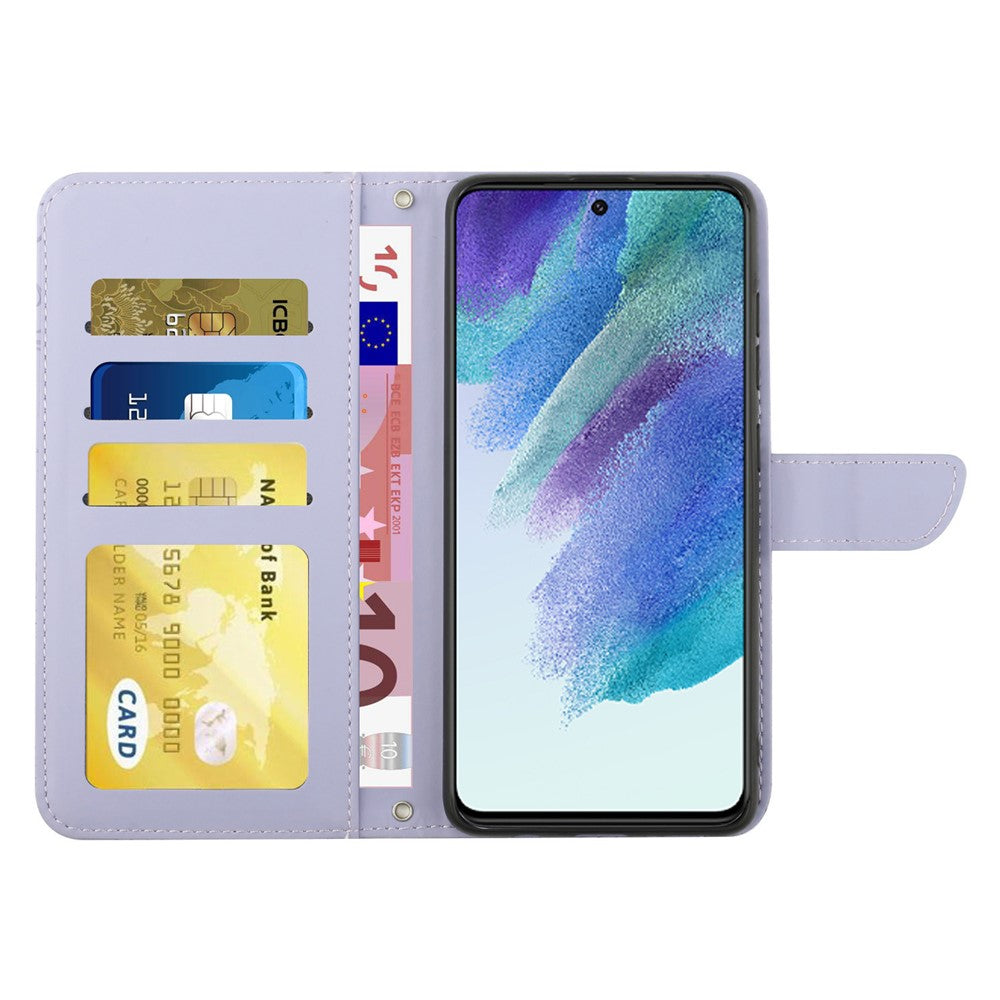 For Samsung Galaxy S20 FE 2022/S20 Lite/S20 FE 5G/4G/S20 FE 2022 Skin-touch Feeling Stand Wallet PU Leather Phone Cover, Pattern Imprinting Design Phone Shell with Shoulder Strap