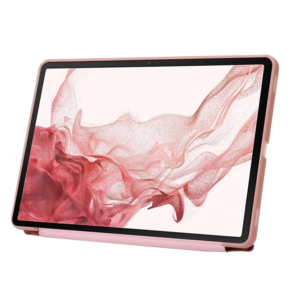 Til Samsung Galaxy Tab S8+ Silikone + Læder V-fold Stander Tablet Etui Auto Vågn/Søvn Funktion Stødsikkert Cover