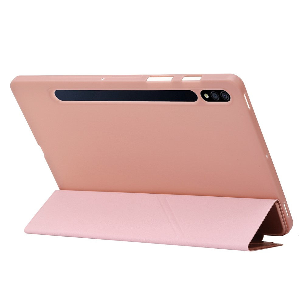 Til Samsung Galaxy Tab S8+ Silikone + Læder V-fold Stander Tablet Etui Auto Vågn/Søvn Funktion Stødsikkert Cover