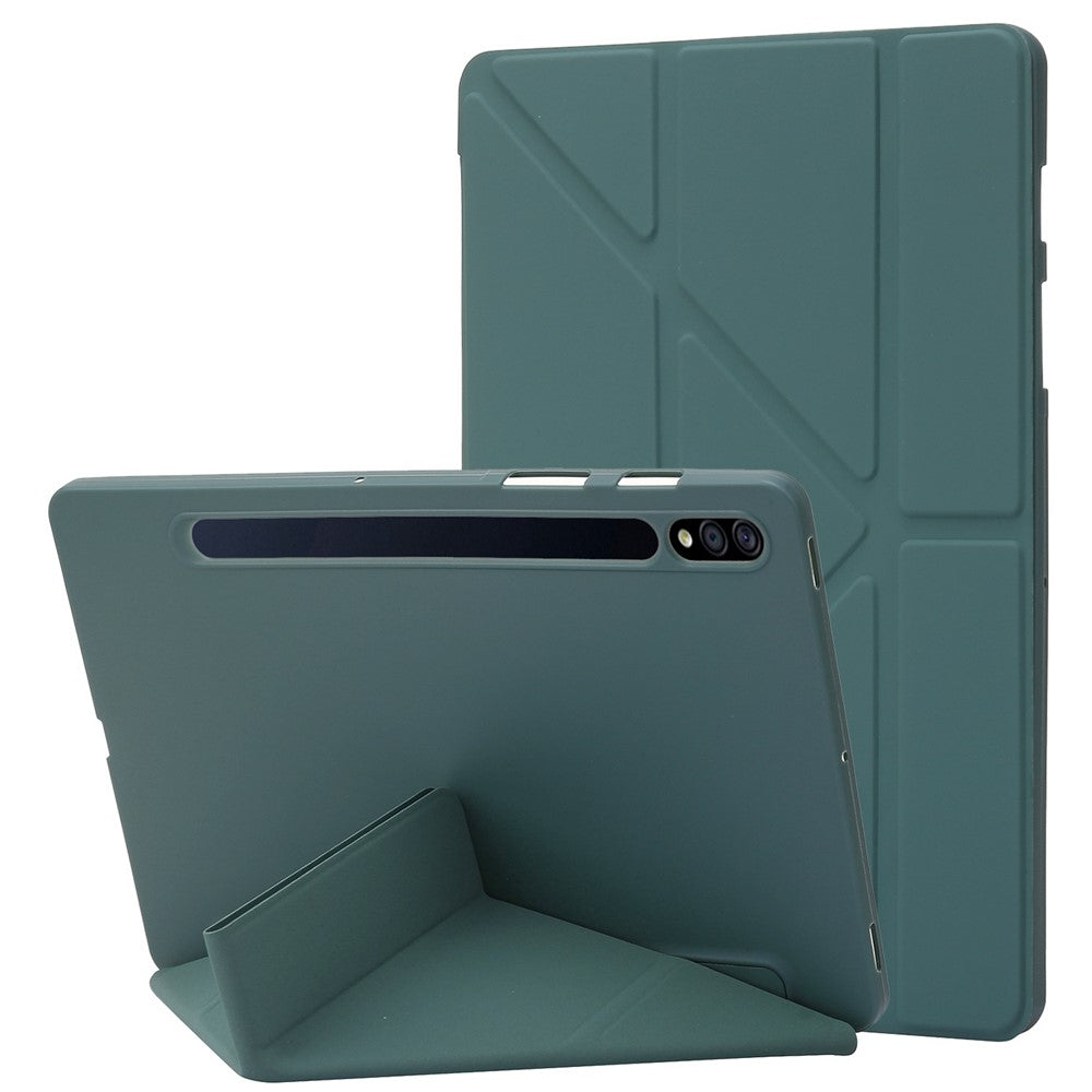 Til Samsung Galaxy Tab S8+ Silikone + Læder V-fold Stander Tablet Etui Auto Vågn/Søvn Funktion Stødsikkert Cover