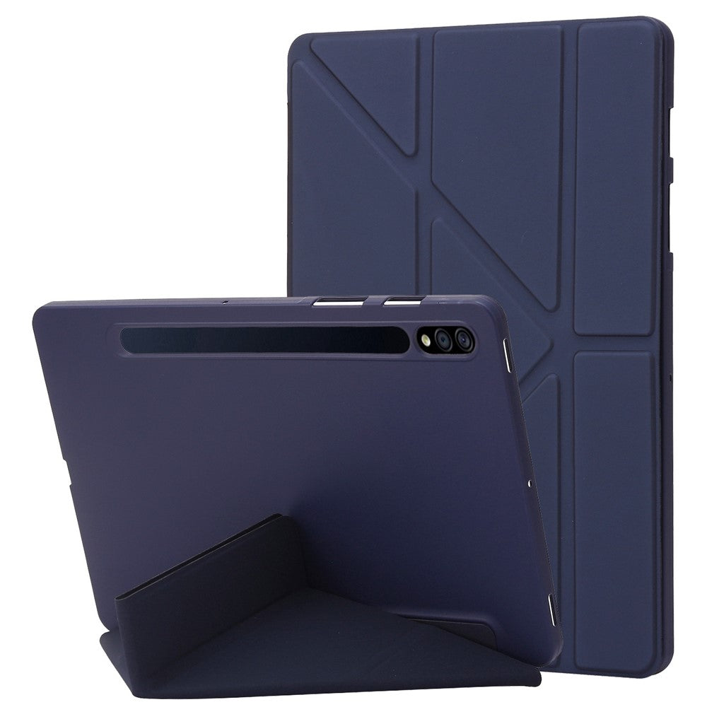 Til Samsung Galaxy Tab S8+ Silikone + Læder V-fold Stander Tablet Etui Auto Vågn/Søvn Funktion Stødsikkert Cover