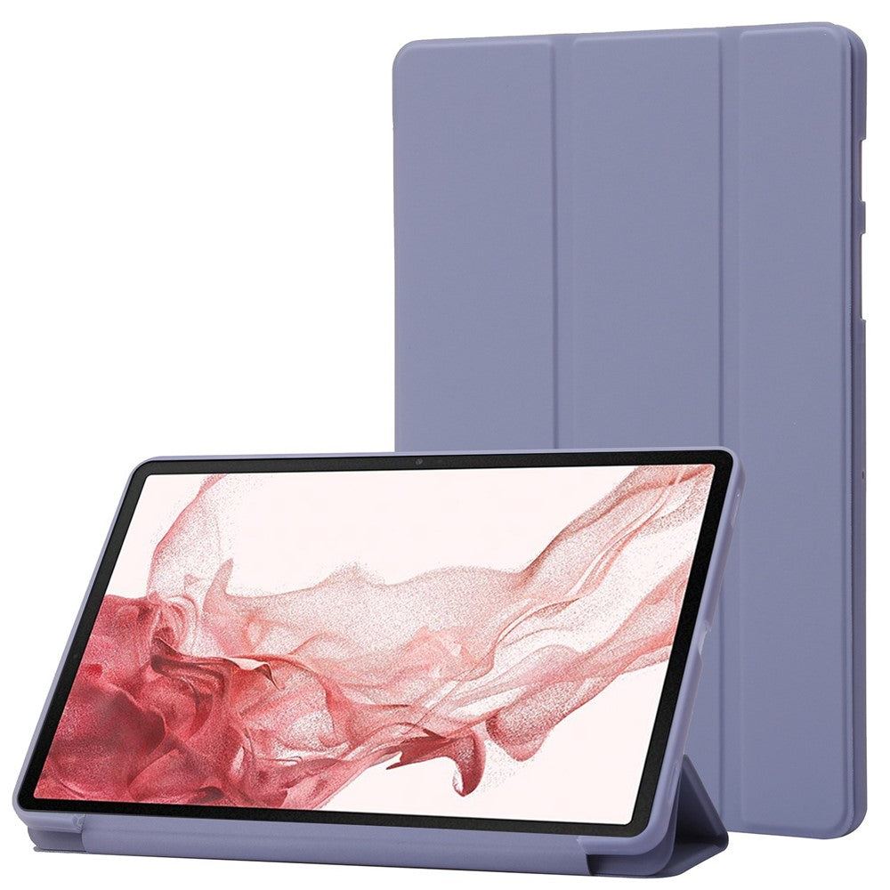Til Samsung Galaxy Tab S8+ Auto Wake/Sleep-funktion Ridsefri blød silikone+lædercover Tre-fold stander Godt beskyttende tabletetui