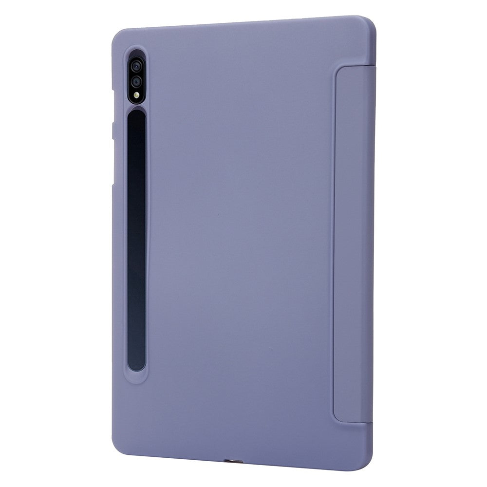 Til Samsung Galaxy Tab S8+ Auto Wake/Sleep-funktion Ridsefri blød silikone+lædercover Tre-fold stander Godt beskyttende tabletetui