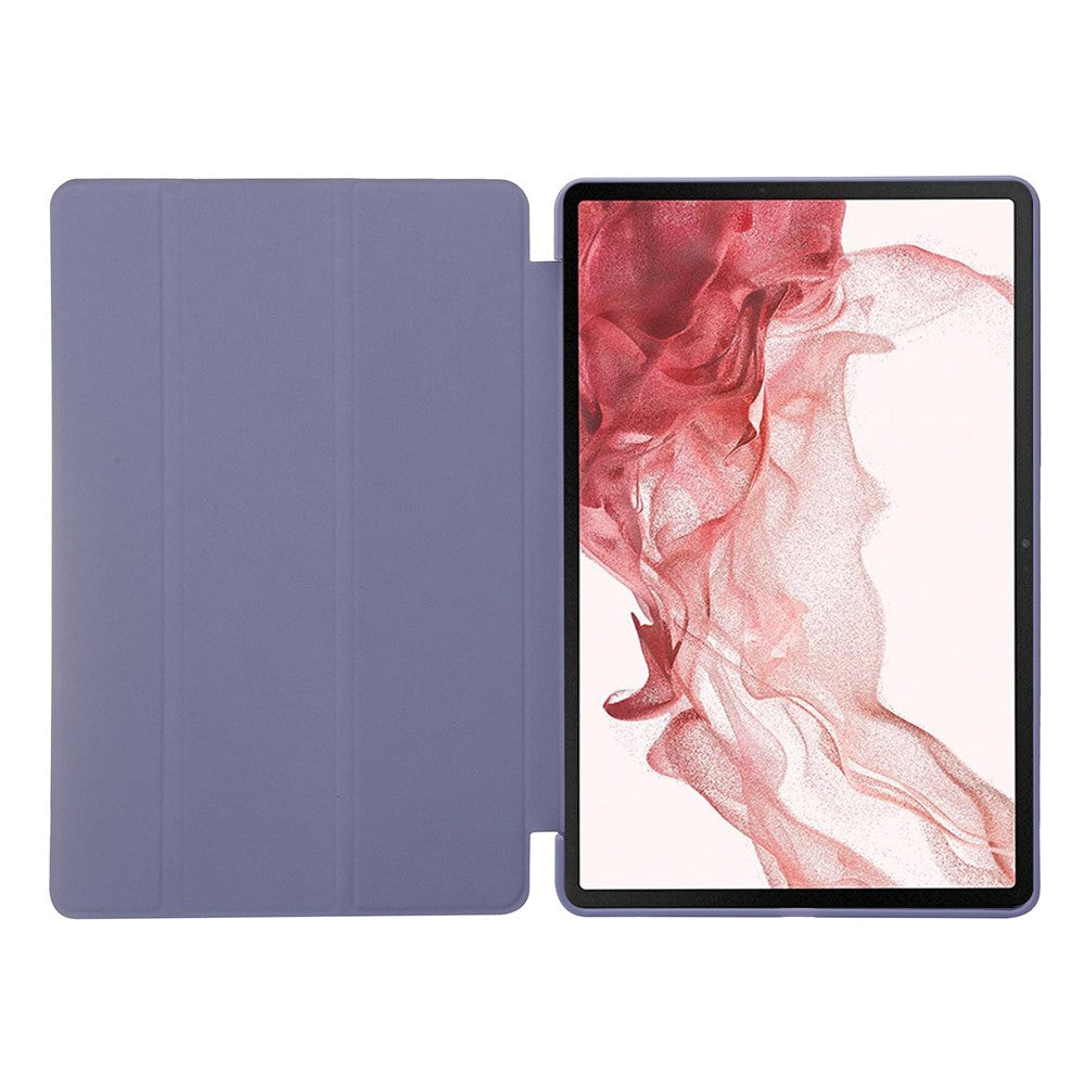 Til Samsung Galaxy Tab S8+ Auto Wake/Sleep-funktion Ridsefri blød silikone+lædercover Tre-fold stander Godt beskyttende tabletetui