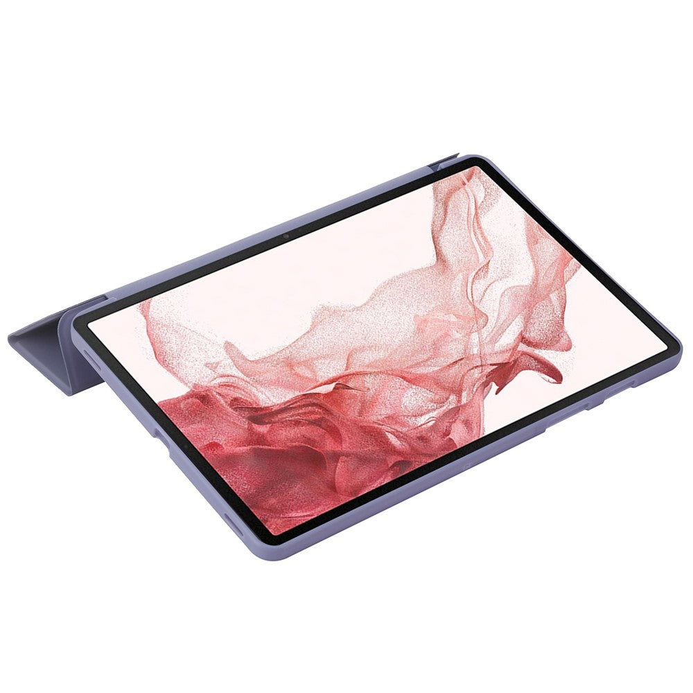 Til Samsung Galaxy Tab S8+ Auto Wake/Sleep-funktion Ridsefri blød silikone+lædercover Tre-fold stander Godt beskyttende tabletetui