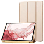 Til Samsung Galaxy Tab S8+ Auto Wake/Sleep-funktion Ridsefri blød silikone+lædercover Tre-fold stander Godt beskyttende tabletetui